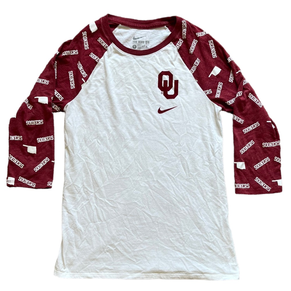 Nike Oklahoma OU Sooners 3/4 Sleeve Raglan Tee | Women's S